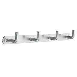 Rackhams Quadruple Hook Coat Rack in Brushed Stainless Steel, Width 310mm