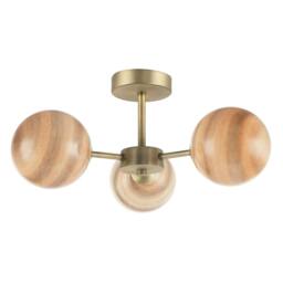 Rackhams Designer Antique Brass Ceiling Light with Stripe Marble Glass Shades - thumbnail 4