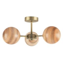 Rackhams Designer Antique Brass Ceiling Light with Stripe Marble Glass Shades