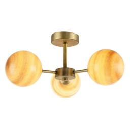 Rackhams Designer Antique Brass Ceiling Light with Stripe Marble Glass Shades - thumbnail 3