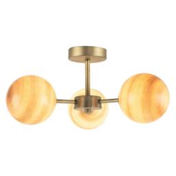 Rackhams Designer Antique Brass Ceiling Light with Stripe Marble Glass Shades - thumbnail 2