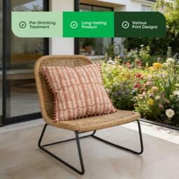Rackhams Pair of Outdoor Scatter Cushions – Terracotta Fern Design - thumbnail 4