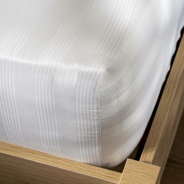 Rackhams White 400 Thread Count Cotton Stripe 40cm Deep Fitted Sheets - Super King - image 1