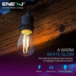 Rackhams 48ft LED Filament String Light Kit, 15 x 2W Vintage LED Bulbs, IP65 Waterproof - thumbnail 6