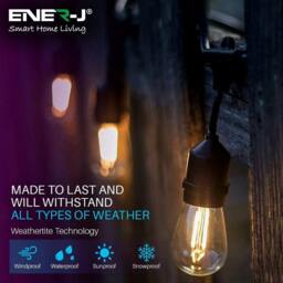 Rackhams 48ft LED Filament String Light Kit, 15 x 2W Vintage LED Bulbs, IP65 Waterproof - thumbnail 4