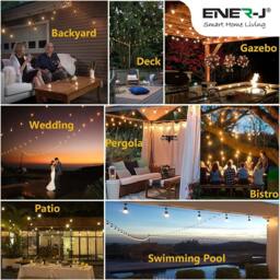 Rackhams 48ft LED Filament String Light Kit, 15 x 2W Vintage LED Bulbs, IP65 Waterproof - thumbnail 5