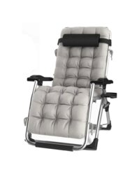 Rackhams Pair of Luxury Gravity Garden Sun Lounger / Relaxer Chair with Cushion - Black - thumbnail 5