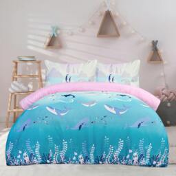 Rackhams Fun & Cosy Kids' Duvet Cover with Pillowcase & Fitted Sheet - Complete Set -Arctic Animals - Single (135cm x 200cm) - thumbnail 1