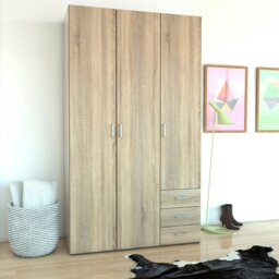 Rackhams Space Wardrobe - 3 Doors 3 Drawers in Oak 2000 - Brown - Malemine - 1 - thumbnail 6