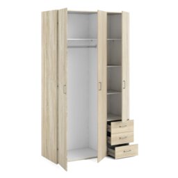 Rackhams Space Wardrobe - 3 Doors 3 Drawers in Oak 2000 - Brown - Malemine - 1 - thumbnail 4