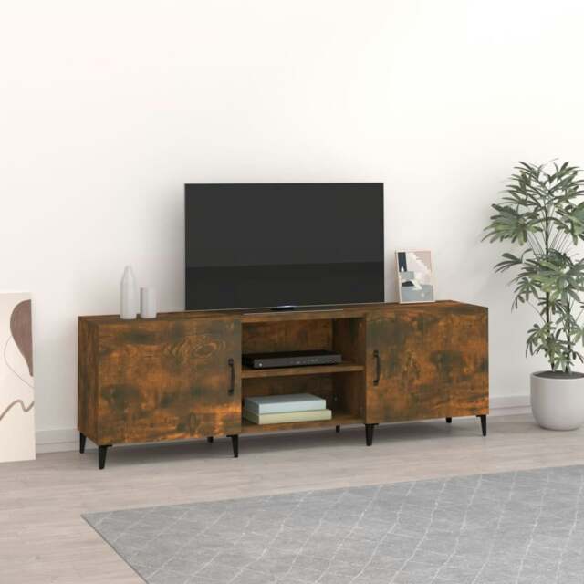 Rackhams TV Cabinet Smoked Oak 150x30x50 cm Engineered Wood - Brown - Engineered wood, iron