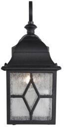 Rackhams Traditional Outdoor Matt Black Wall Lantern Light with Cathedral Lead Glass - thumbnail 2