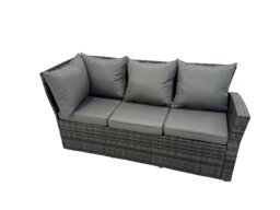 Rackhams Rattan Garden Outdoor Furniture Set 9 Seater Garden Sofa Coffee Table Set with Chair 2 Big Footstools Dark Grey Mixed - thumbnail 5