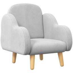 Rackhams ZONEKIZ Kids Armchair Toddler Sofa Children Chair with Arm Rest, Wooden Frame, Velvet, PP Legs, Cloud Shape, for Ages 1.5-3 Years - Grey - thumbnail 1
