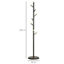 Rackhams Vintage Coat Rack Stand Freestanding Hall Tree with 6 Hooks Bamboo Frame for Entryway Hallway Bedroom Walnut - thumbnail 3