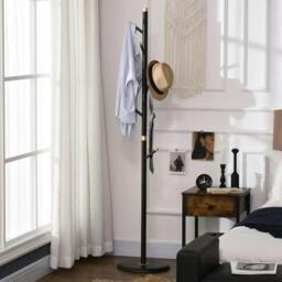 Rackhams Vintage Coat Rack Stand Freestanding Hall Tree with 6 Hooks Bamboo Frame for Entryway Hallway Bedroom Walnut - thumbnail 2