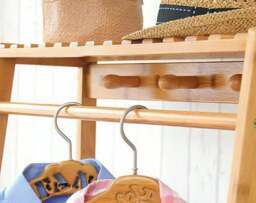 Rackhams Bamboo Clothes Rail Rack with Top Shelf, Shoe Storage, 10 Hooks, and Ladder Rails – 80x43.5x165 cm - thumbnail 3