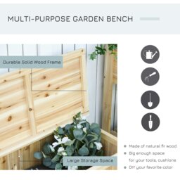 Rackhams Wood Storage Bench for Patio, Outdoor Garden Seating, Natural - Natural - Fir Wood - 115cmx45cmx75cm - thumbnail 4