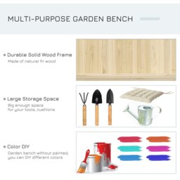 Rackhams Wood Storage Bench for Patio, Outdoor Garden Seating, Natural - Natural - Fir Wood - 115cmx45cmx75cm - thumbnail 3