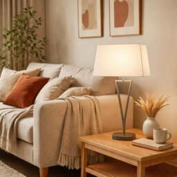 Rackhams Lizzie Chrome & White Touch Table Lamp