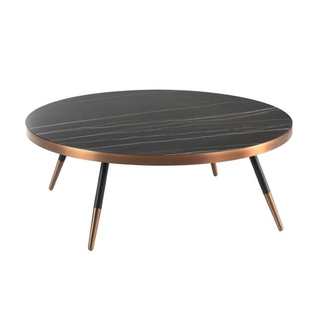 Rackhams Round Coffee Table Porcelain Marble and Black Steel 2068 - image 1