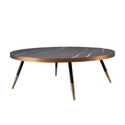Rackhams Round Coffee Table Porcelain Marble and Black Steel 2068 - thumbnail 2