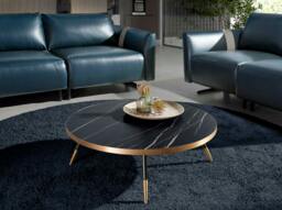 Rackhams Round Coffee Table Porcelain Marble and Black Steel 2068 - thumbnail 3