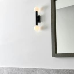 Rackhams Toronto Matt Black IP44 2 Light Wall Light