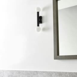 Rackhams Toronto Matt Black IP44 2 Light Wall Light - thumbnail 2