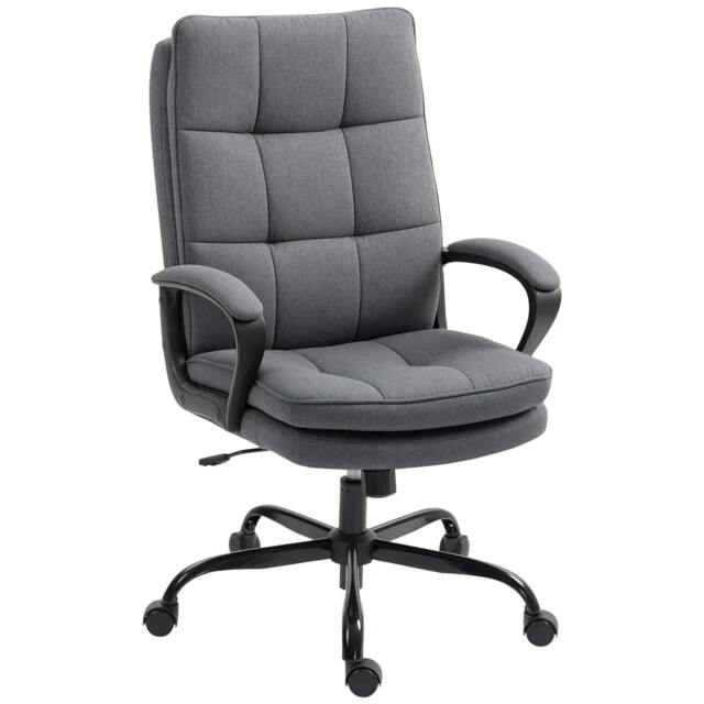 Rackhams Double Padded Linen-Look Office Chair - Charcoal Grey