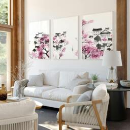 Rackhams Japanese Flower Art - Set of 3 wall art prints - A2 16.54 x 23.39 in / 42 x 59.4 cm - Matte Museum Quality Art Paper 290 gsm - White Frame - thumbnail 4