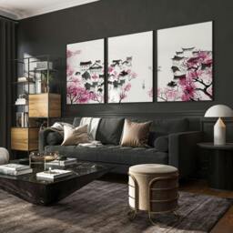 Rackhams Japanese Flower Art - Set of 3 wall art prints - A2 16.54 x 23.39 in / 42 x 59.4 cm - Matte Museum Quality Art Paper 290 gsm - White Frame - thumbnail 1