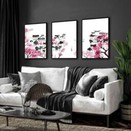 Rackhams Japanese Flower Art - Set of 3 wall art prints - A2 16.54 x 23.39 in / 42 x 59.4 cm - Matte Museum Quality Art Paper 290 gsm - White Frame - thumbnail 2