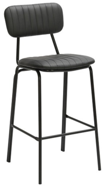 Rackhams Belluno Kitchen Bar Stool with Fixed Height and Backrest, Black - image 1