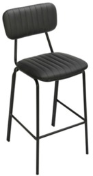 Rackhams Belluno Kitchen Bar Stool with Fixed Height and Backrest, Black - thumbnail 2