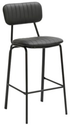 Rackhams Belluno Kitchen Bar Stool with Fixed Height and Backrest, Black