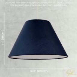 Rackhams 10 Inch Navy Blue Cotton Coolie Lampshade for Table Lamp or Pendant - thumbnail 6