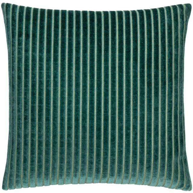 Rackhams Savoy Velvet Stripe Cushion Cover - Teal - 50cm x 50cm - Teal - 100% Polyester - image 1