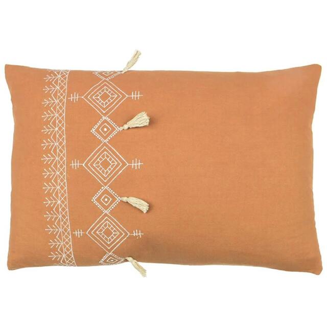Rackhams Pritta Tassel Cushion Cover - Cinnamon Orange - 40cm x 60cm - Cinnamon Orange - 100% Cotton - image 1