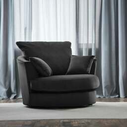 Rackhams Fernando Plush Velvet Swivel Chair - Black