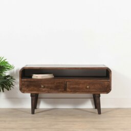 Rackhams Winnie Dark Mango Wood TV Stand with 2 Drawers - 90 cm - 47 cm - Wood - thumbnail 3