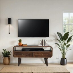 Rackhams Winnie Dark Mango Wood TV Stand with 2 Drawers - 90 cm - 47 cm - Wood - thumbnail 4