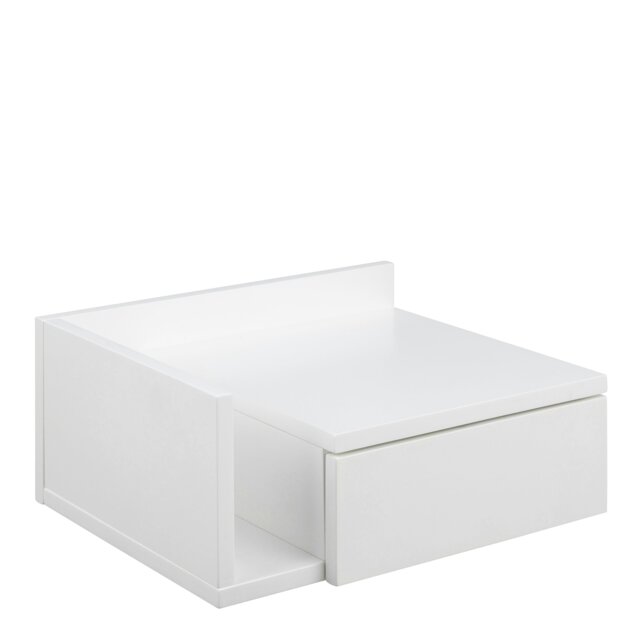 Rackhams Ashlan 1 Drawer Wall Mounted Square Bedside Table in White - White - Manufactured wood - 1 - image 1