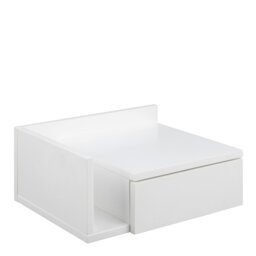 Rackhams Ashlan 1 Drawer Wall Mounted Square Bedside Table in White - White - Manufactured wood - 1 - thumbnail 1