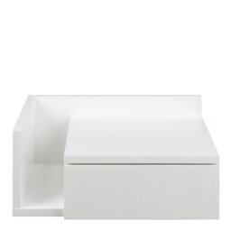 Rackhams Ashlan 1 Drawer Wall Mounted Square Bedside Table in White - White - Manufactured wood - 1 - thumbnail 3