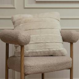Rackhams Alaska Faux Fur Filled Cushion - Oatmeal - 50cm x 50cm - Oatmeal - 100% Polyester - thumbnail 1