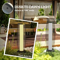 Rackhams 71.5 cm Garden Solar Lamp, Metal Floor Lamp with Auto On/Off LED - Black - Metal, Plastic - thumbnail 4