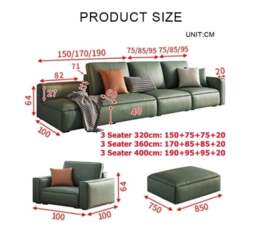 Rackhams Cyril L511 Two Seater, Three Seater, Four Seater Sofa, Armchair, Modular Sofa - Green - Four Seater 305cm - With Ottoman - thumbnail 5