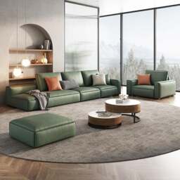 Rackhams Cyril L511 Two Seater, Three Seater, Four Seater Sofa, Armchair, Modular Sofa - Green - Four Seater 305cm - With Ottoman - thumbnail 2