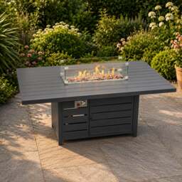 Rackhams Aluminum Fire Pit Dining Table Gas Heater Garden Furniture Accessory Patio Dark Grey - thumbnail 1
